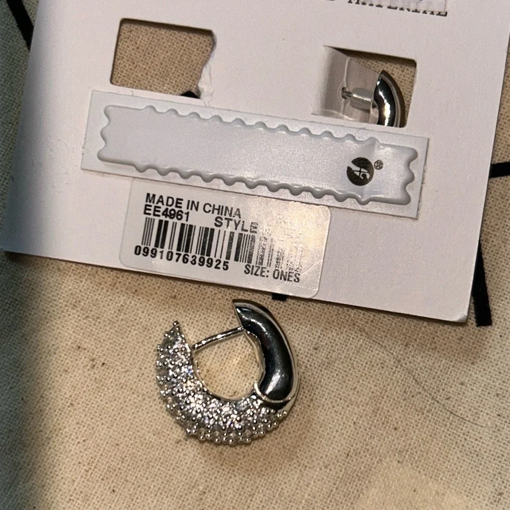 NWT Madewell Pavé Small Hoop Earrings Silver